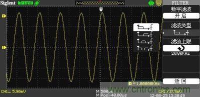 1KHz信號 ，打開數字濾波，測量值為1KHz