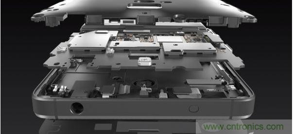 手機的內部結構，其中決定手機堅固程度的部分就是邊框與骨架