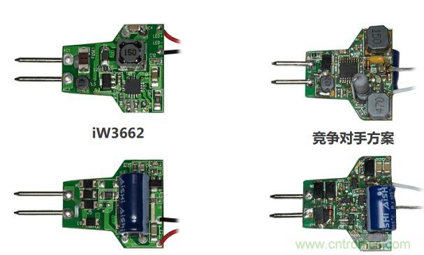 iW3662與競爭對手方案相比，所需外部元器件的數量大幅降低