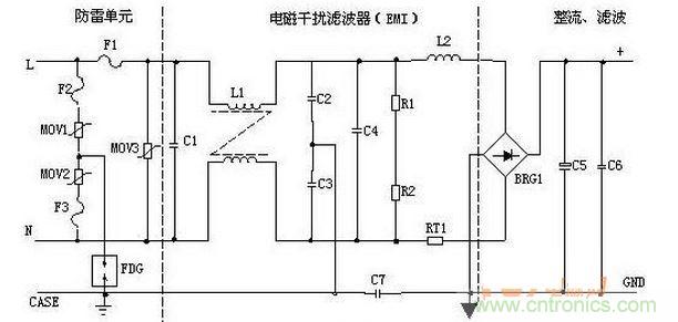 輸入濾波、整流回路原理圖