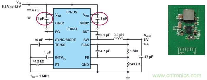 是否可以將低EMI電源安裝到擁擠的電路板上？